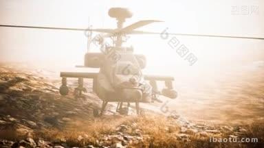 <strong>军用直升机</strong>在战争中的山区